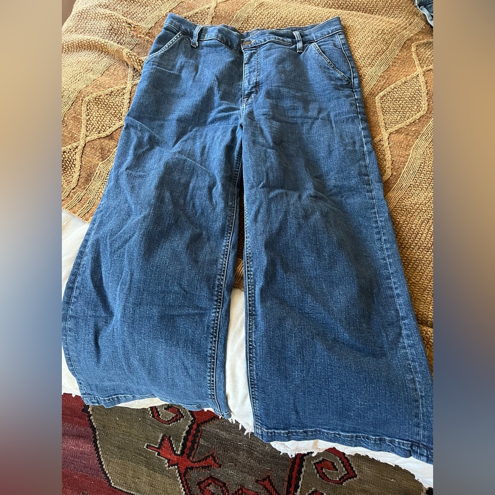 J Crew Wide Leg Crop Jeans, High Waisted